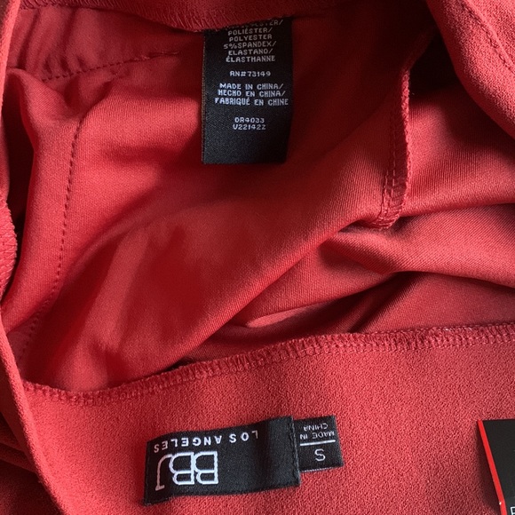 NWT BBJ Los Angeles Wide Leg High Rise Long Tie Belt Pocket Stretch Red Pants - Picture 7 of 9